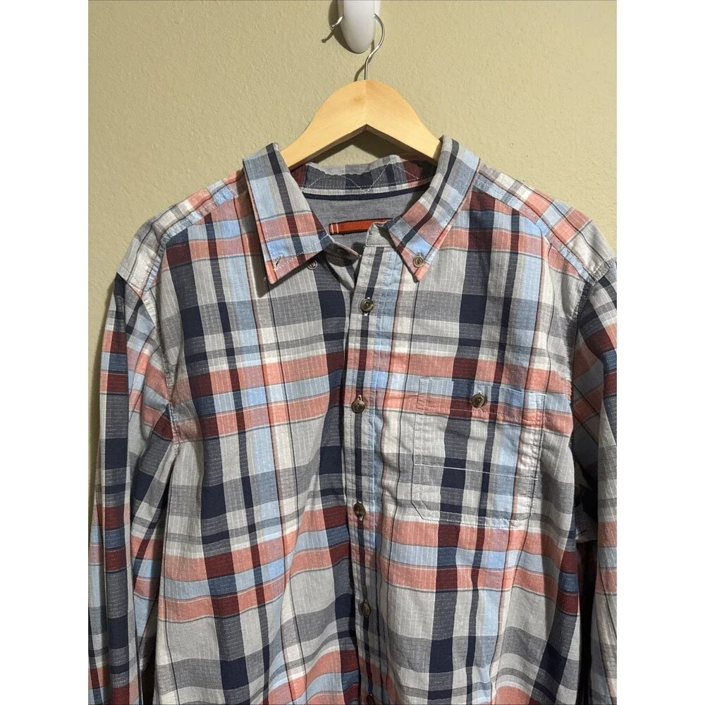 The North Face Plaid Button Down Mens XLarge Blue Red Grey Long Sleeve Shirt